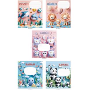 Школярик, 12 аркушів, Зошит у косу лінію, в асортименті