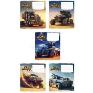 Школярик, 12 аркушів, Зошит у косу лінію, в асортименті