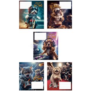 Школярик, 12 листов, Тетрадь в косую линию, в ассортименте