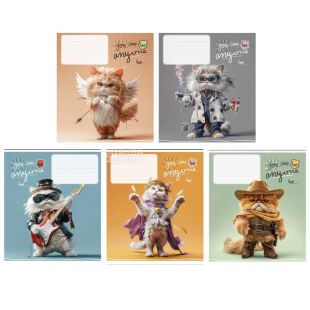 Школярик, 12 листов, Тетрадь в косую линию, в ассортименте