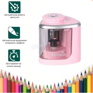 Tenwin, Электрическая точилка для карандашей, розовая
