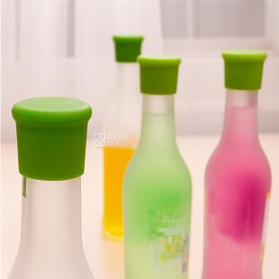 ViO, Крышка многоразовая силиконовая для винных бутылок, зеленая, 1 шт.