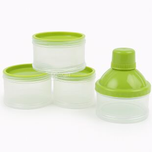 Универсальный контейнер для детской смеси, 4 х 100 мл, прозрачный, пластиковый