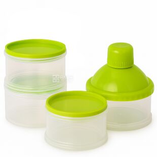 Универсальный контейнер для детской смеси, 4 х 100 мл, прозрачный, пластиковый