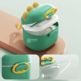 Контейнер для дитячої суміші з ложечкою, 400 мл, зелений, пластиковий