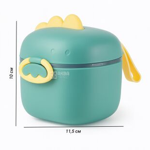 Контейнер для дитячої суміші з ложечкою, 400 мл, зелений, пластиковий