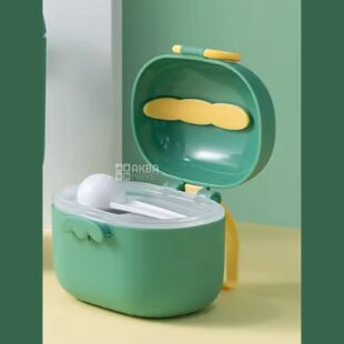 Контейнер для детской смеси с ложечкой, 400 мл, зеленый, пластиковый