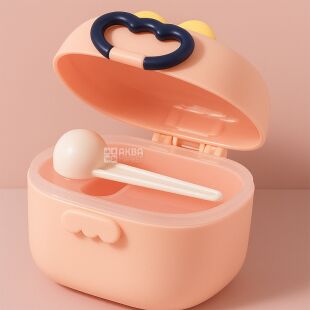 Контейнер для детской смеси с ложечкой, 400 мл, розовый, пластиковый