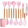 Набір кухонного приладдя з антипригарним покриттям, 12 предметів, термостійкий, рожевий