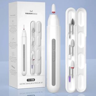 TOUCHBeauty TB-1738, Бездротовий електричний фрезер для манікюру та педикюру 6в1 Тач Б'юті, білий