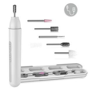 TOUCHBeauty TB-1738, Бездротовий електричний фрезер для манікюру та педикюру 6в1 Тач Б'юті, білий