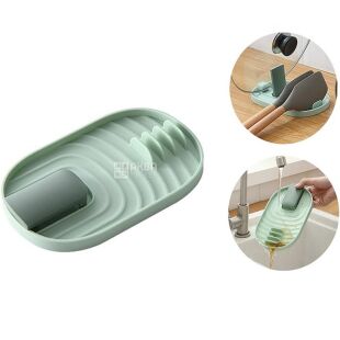 Підставка для кришок і столових аксесуарів з піддоном, пластикова, зелена