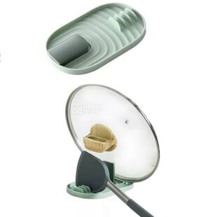 Підставка для кришок і столових аксесуарів з піддоном, пластикова, зелена