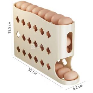 Органайзер для хранения яиц, пластиковый, на 4 полки, 185х62х320 мм