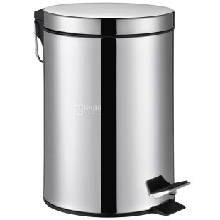 ViO 7B9-ROS, 7 л, Мусорное ведро с педалью и внутренним пластиковым контейнером, металлическое, серебристое