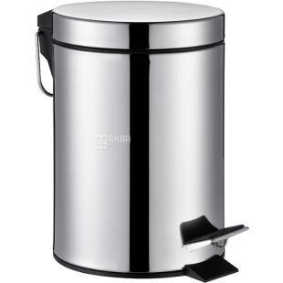 ViO 3B9-ROS, 3 л, Відро для сміття з педаллю та внутрішнім пластиковим контейнером, металеве, сріблясте