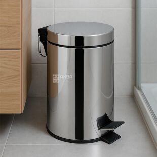 ViO 3B9-ROS, 3 л, Ведро для мусора с педалью и внутренним пластиковым контейнером, металлическое, серебристое