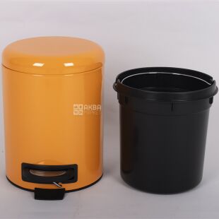 ViO 5B6-ROS, 5 л, Ведро для мусора с педалью и внутренним пластиковым контейнером, металлическое, оранжевое