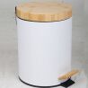 ViO 5B9-ROM, 5 л, Мусорное ведро с педалью и бамбуковой крышкой и внутренним пластиковым контейнером, металлическое, белое