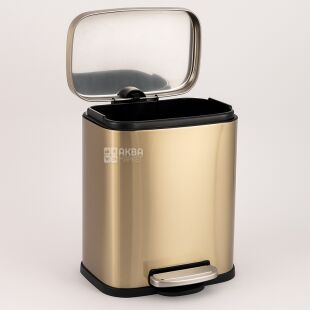 ViO 5B1-REM, 5 л, Ведро для мусора с педалью и внутренним пластиковым контейнером, металлическое, золотистое