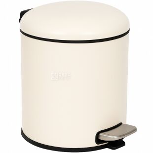 ViO 5B5-ROM, 5 л, Відро для сміття з педаллю та внутрішнім пластиковим контейнером, металеве, бежеве