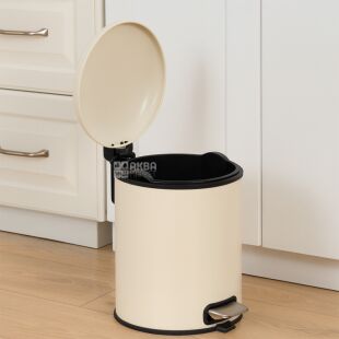 ViO 5B5-ROM, 5 л, Ведро для мусора с педалью и внутренним пластиковым контейнером, металлическое, бежевое