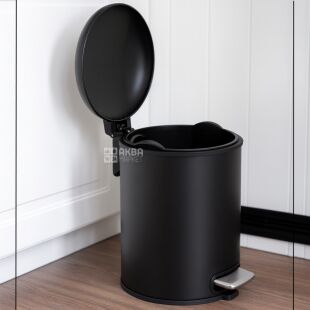 ViO 5B5-ROM, 5 л, Відро для сміття з педаллю та внутрішнім пластиковим контейнером, металеве, чорне 