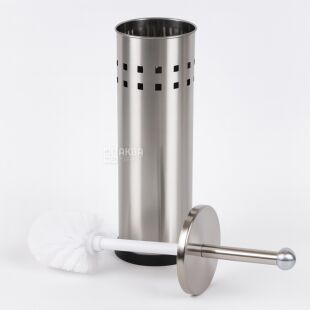 ViO TB03-ROМ, Йоржик для унитаза с подставкой, металлический, серебристый