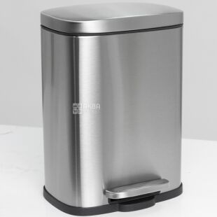 ViO 5B1-REM, 5 л, Відро для сміття з педаллю та внутрішнім пластиковим контейнером, металеве, сріблясте