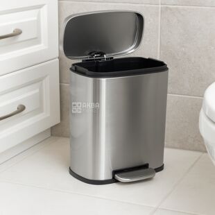 ViO 5B1-REM, 5 л, Відро для сміття з педаллю та внутрішнім пластиковим контейнером, металеве, сріблясте