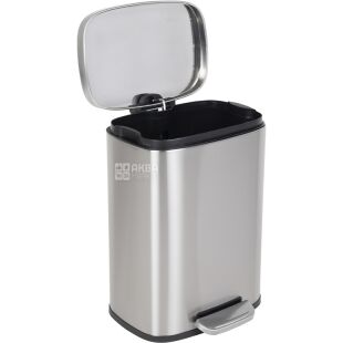 ViO 12B2-REM, 12 л, Ведро для мусора с педалью и внутренним пластиковым контейнером, металлическое, серебристое