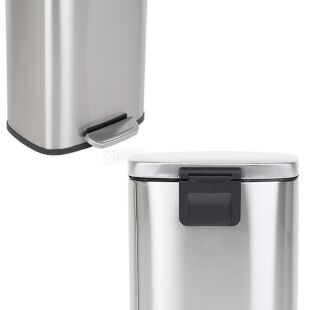 ViO 12B2-REM, 12 л, Ведро для мусора с педалью и внутренним пластиковым контейнером, металлическое, серебристое