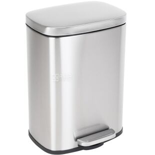 ViO 12B2-REM, 12 л, Відро для сміття з педаллю та внутрішнім пластиковим контейнером, металеве, сріблясте