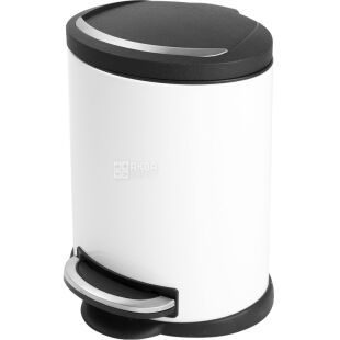 ViO 5B4-OVM, 5 л, Ведро для мусора с педалью и внутренним пластиковым контейнером, металлическое, белое