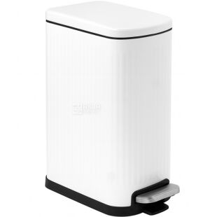 ViO 10B3-REM, 10 л, Відро для сміття з педаллю та внутрішнім пластиковим контейнером, металеве, біле