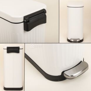 ViO 10B3-REM, 10 л, Відро для сміття з педаллю та внутрішнім пластиковим контейнером, металеве, біле