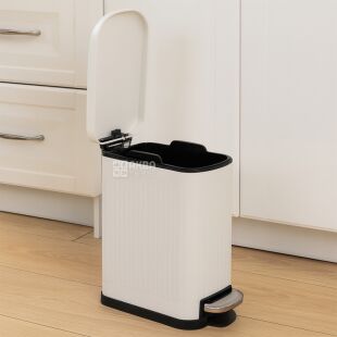 ViO 10B3-REM, 10 л, Відро для сміття з педаллю та внутрішнім пластиковим контейнером, металеве, біле