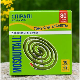 Mosquitall, 10 шт., Спіралі від комарів Універсальний захист + 2 підставки, Москітол