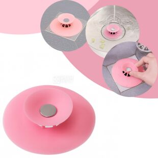 Многоразовая пробка для слива ванны и раковины, розовая, d 10 см