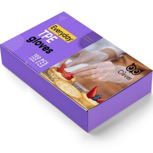 Clever Everyday TPE Gloves, 100 шт., Рукавички одноразові кухонні, прозорі, розмір S, Клевер