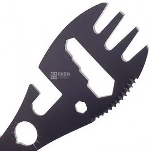 Туристична виделка 9в1, металева, чорна, 175 мм