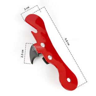 Відкривачка універсальна 2в1, металева, червона