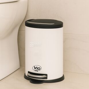 ViO 5B4-OVM, 5 л, Відро для сміття з педаллю та внутрішнім пластиковим контейнером, металеве, біле