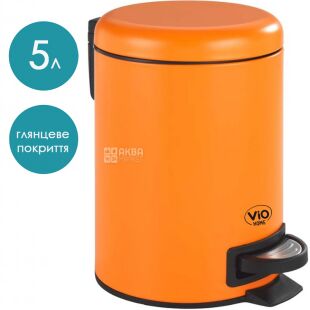 ViO 5B6-ROS, 5 л, Ведро для мусора с педалью и внутренним пластиковым контейнером, металлическое, оранжевое