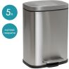 ViO 5B1-REM, 5 л, Ведро для мусора с педалью и внутренним пластиковым контейнером, металлическое, серебристое