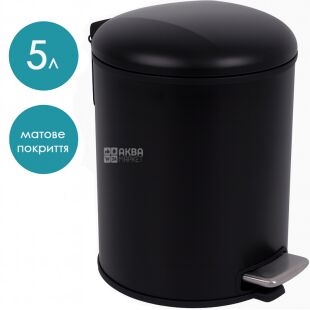 ViO 5B5-ROM, 5 л, Відро для сміття з педаллю та внутрішнім пластиковим контейнером, металеве, чорне 