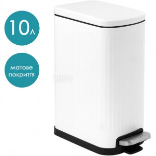 ViO 10B3-REM, 10 л, Відро для сміття з педаллю та внутрішнім пластиковим контейнером, металеве, біле