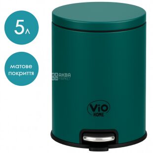 ViO 5B7-ROM, 5 л, Ведро для мусора с педалью и внутренним пластиковым контейнером, металлическое, изумрудное