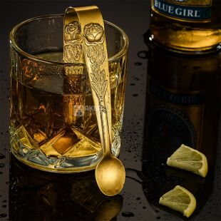 Щипці кухонні з гравіруванням, золотисті, 100 мм