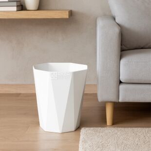 ViO, 8 л, Корзина для бумаг, пластиковая, белая